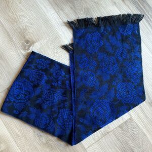 Vintage Floral Royal Blue & Black Scarf